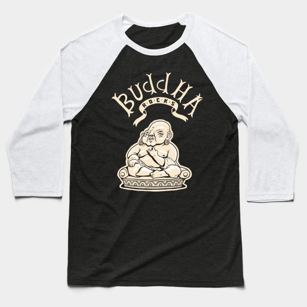 Buddha Rocks Baseball T-Shirt by guira